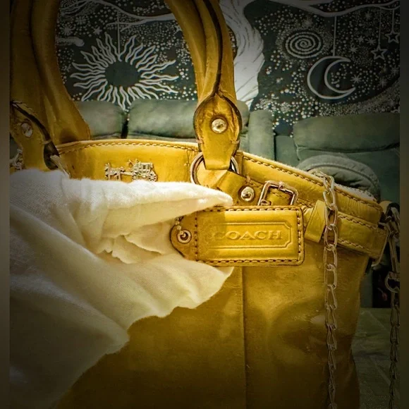 Vintage Y2K Coach Mustard Leather Shoulder Bag crossbody strap ❌60% OFF SALE❌ - Picture 15 of 16